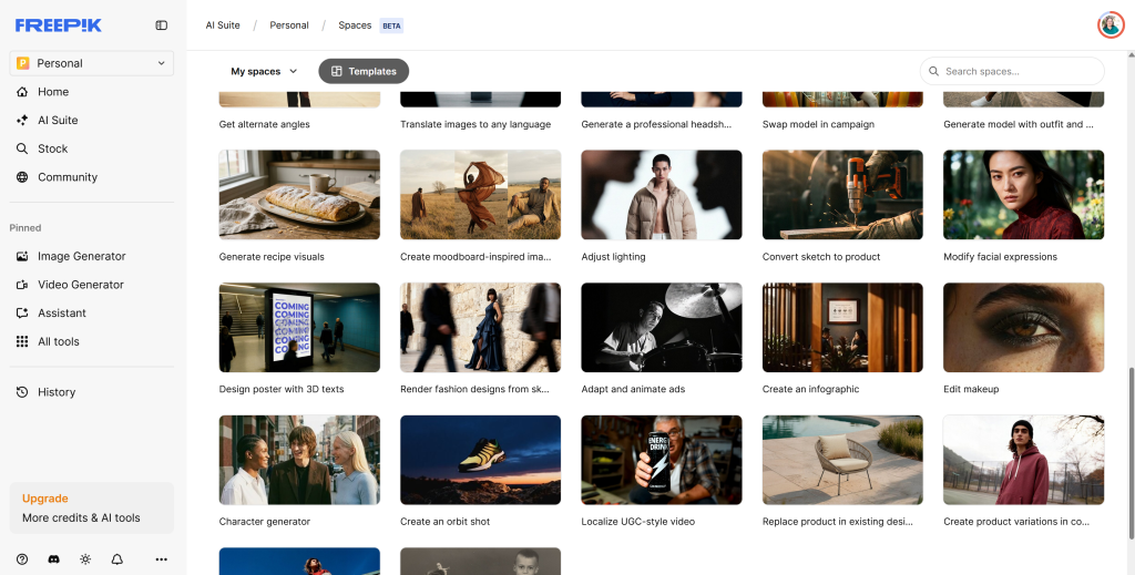 Freepik Spaces templates.